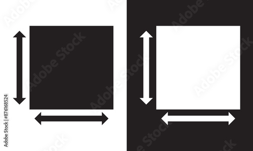 Square area icon. Measuring land area. isolated on white and black background .  Vector illustration .EPS 10