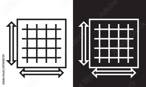 Square area icon. Measuring land area. isolated on white and black background .  Vector illustration .EPS 10