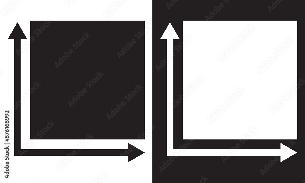 Square area icon. Measuring land area. isolated on white and black background . Vector illustration .EPS 10 Square area icon. Measuring land area. isolated on white and black background . Vector illustration .EPS 10