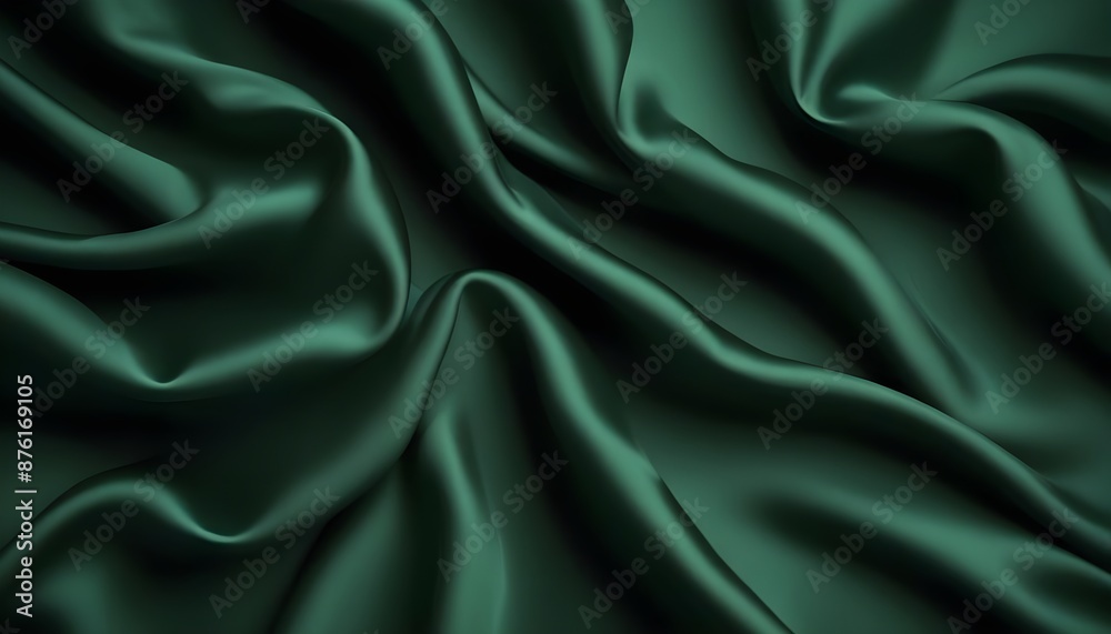 Obraz premium Dark green silk fabric background