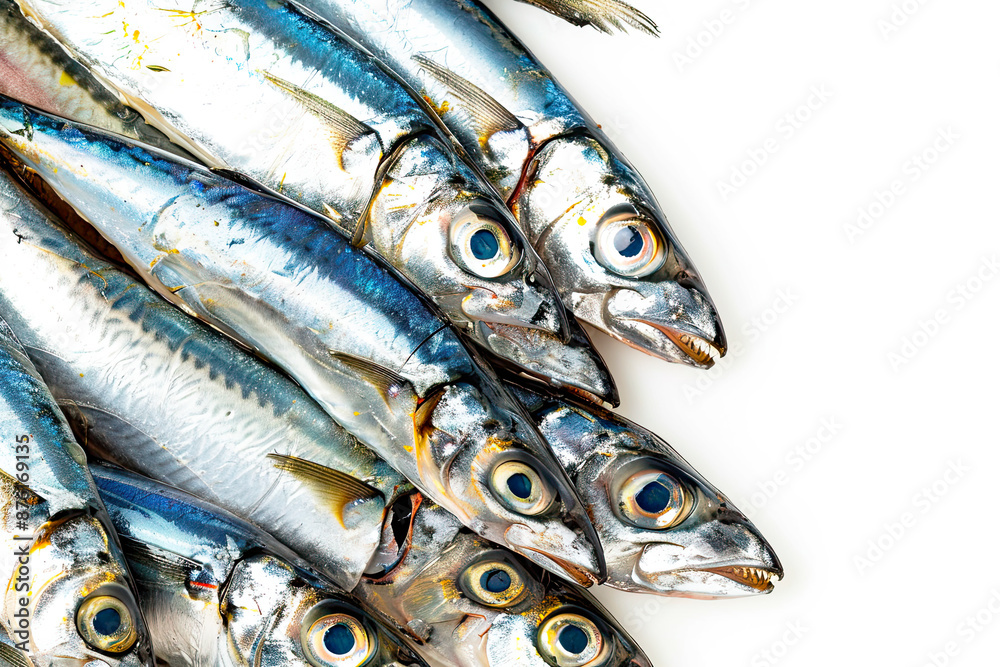 Fototapeta premium Anchovies on a white background