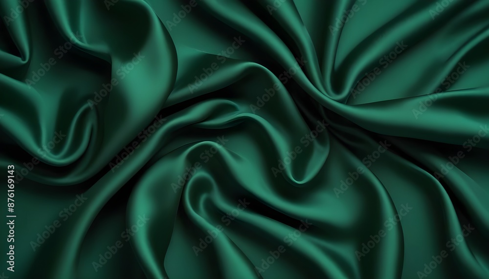 Fototapeta premium Dark green silk fabric background