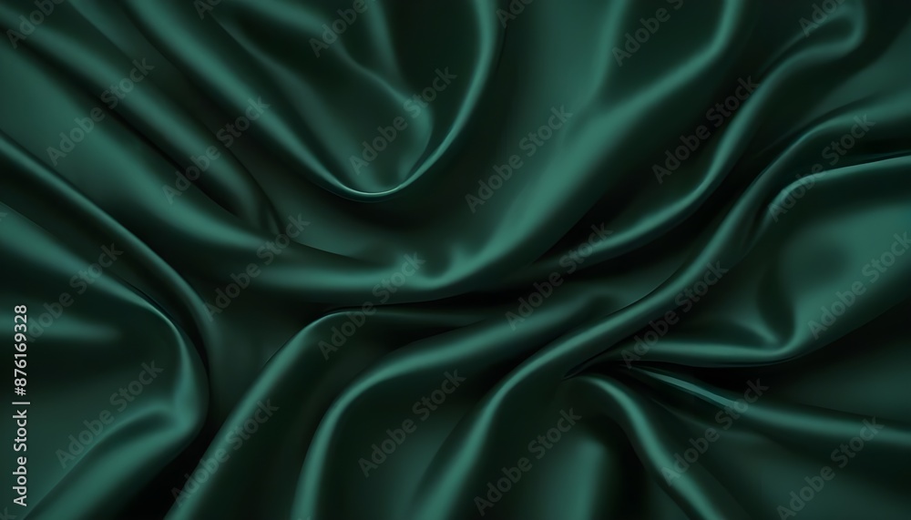 Obraz premium Dark green silk fabric background
