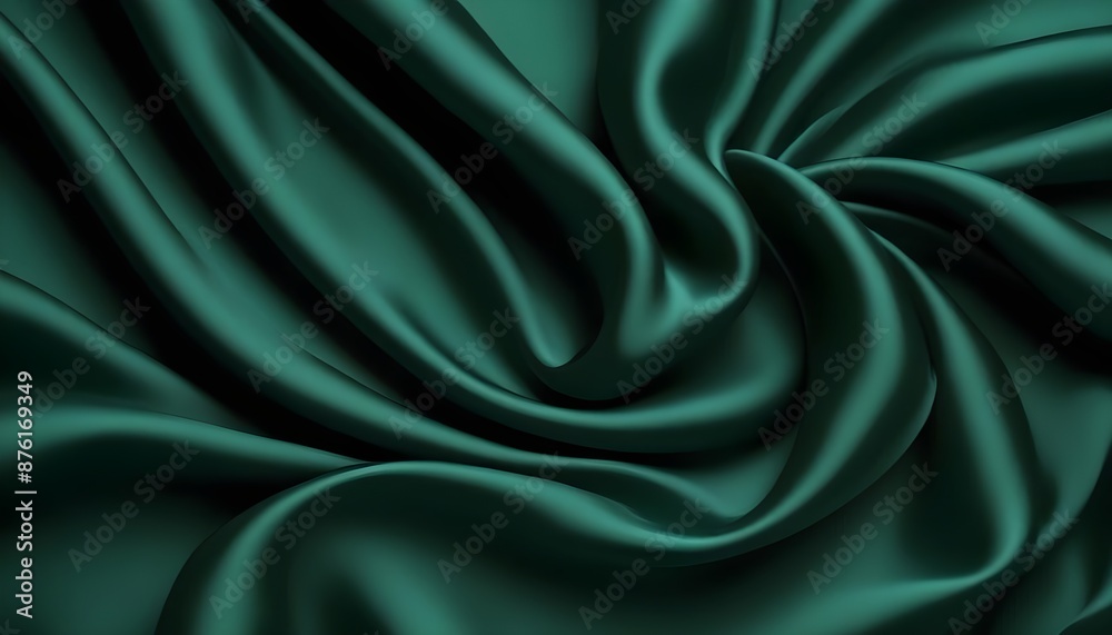 Obraz premium Dark green silk fabric background