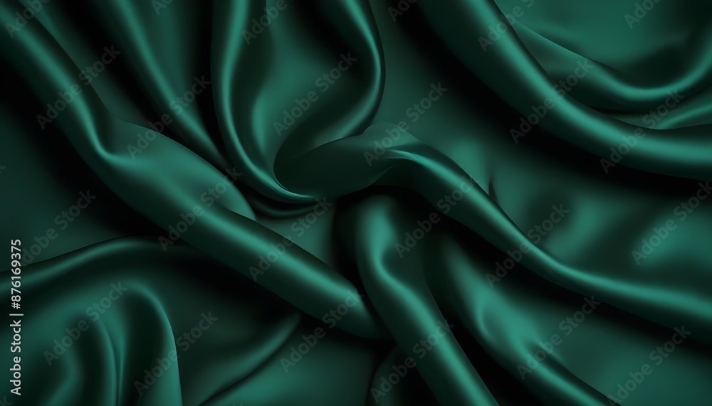 Obraz premium Dark green silk fabric background