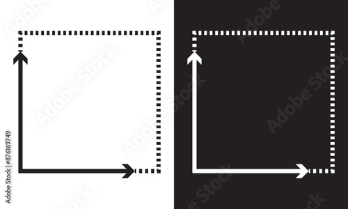 Square area icon. Measuring land area. isolated on white and black background .  Vector illustration .EPS 10