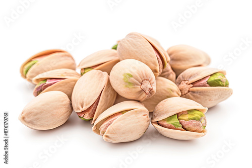 Pistachio nuts isolated on white background