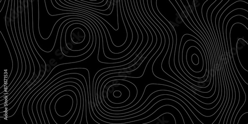 Abstract background wavy topographic line map. Contour geography map grid abstract backdrop. Seamless pattern and banner design. Modern and dynamic feel to topographic mapping vector illustration.