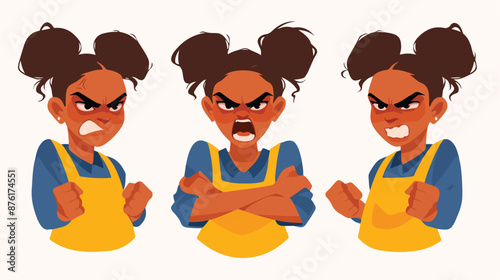 African-american angry cleaner screaming. Young angry