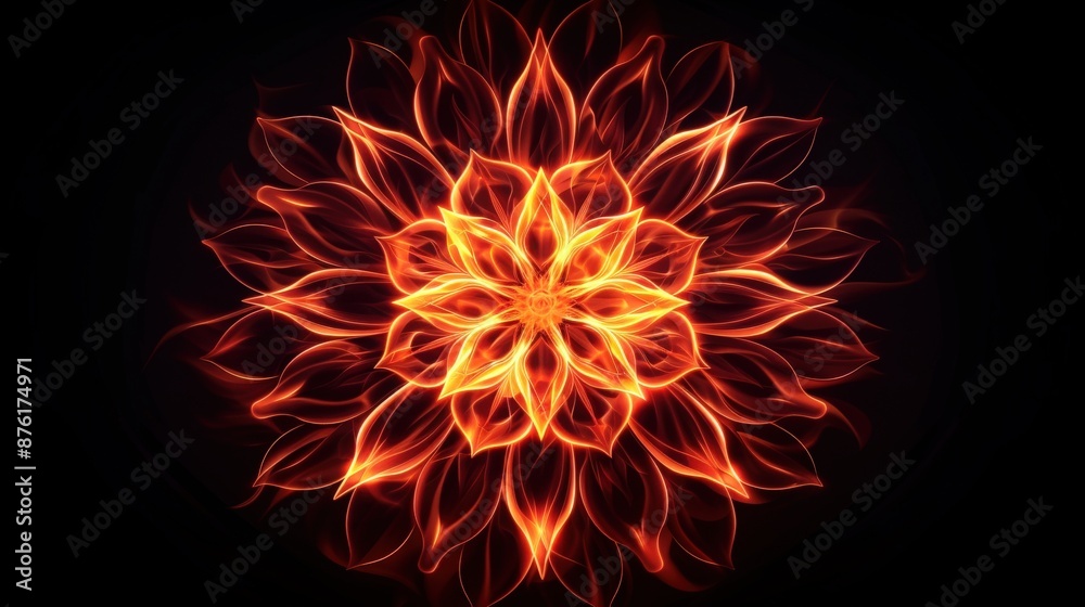 A fire mandala with glowing details A fire mandala with glowing details