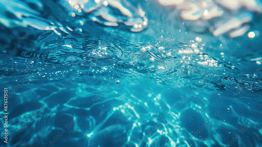 Sunlight shines on the surface and underwater in the sea. Beautiful shine of rays under water. Generated by artificial intelligence Sunlight shines on the surface and underwater in the sea. Beautiful shine of rays under water. Generated by artificial intelligence