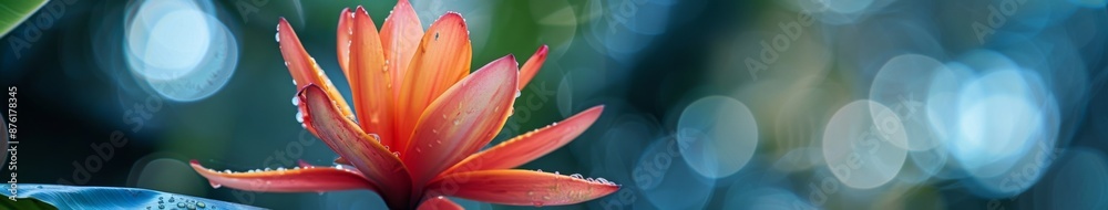 Obraz premium Abstract canvas blooming with lush, radiant flowers: In the symphony of colors, the flowers burst like delicate fireworks under the clear blue sky.