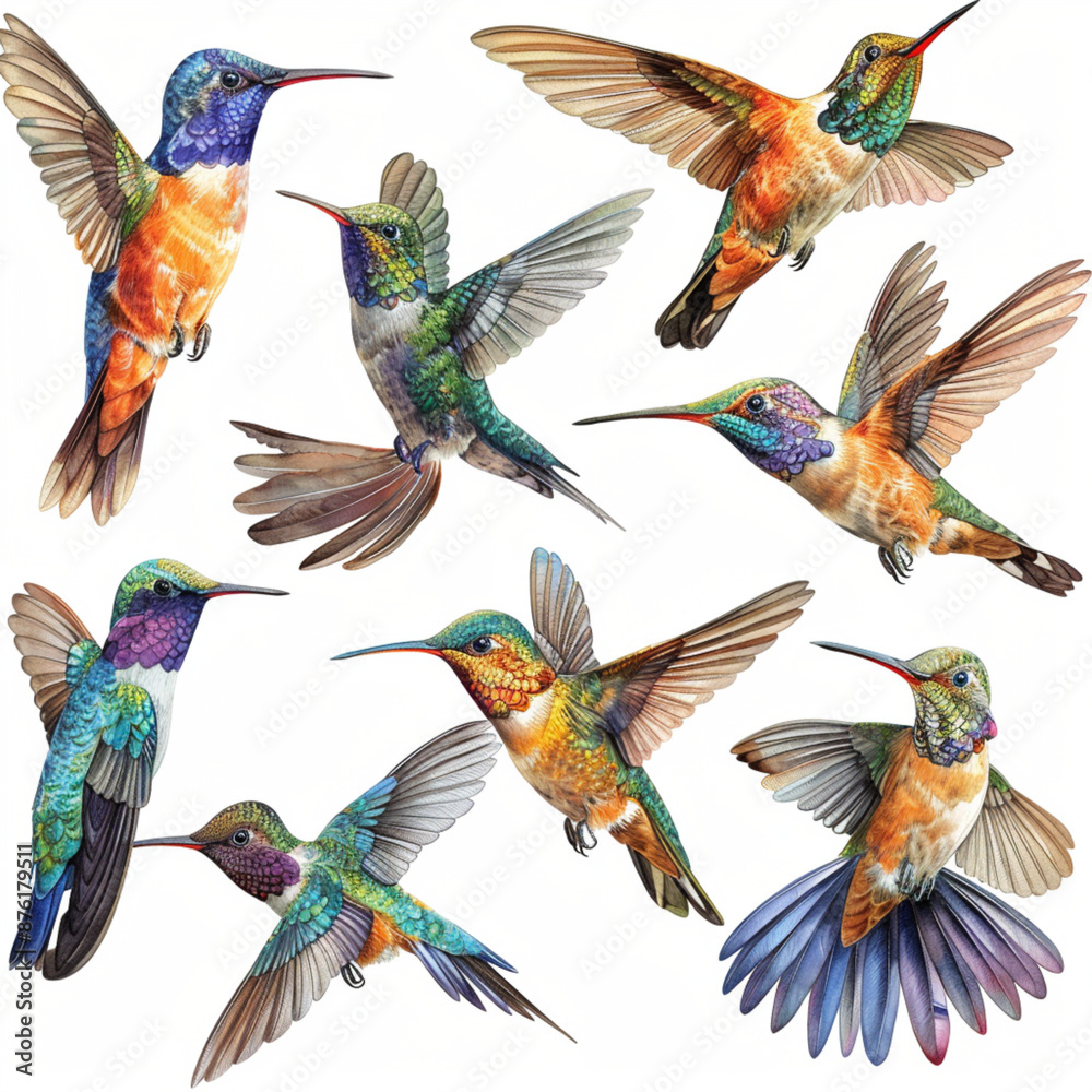 beautiful collection set of diffrent humming bird beautiful collection set of diffrent humming bird