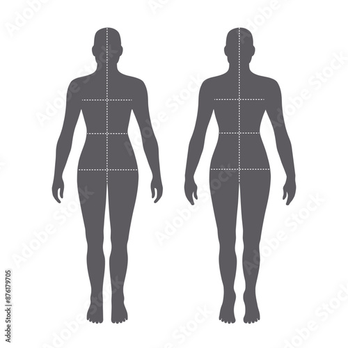Naked standing fashion woman figure bald silhouette
