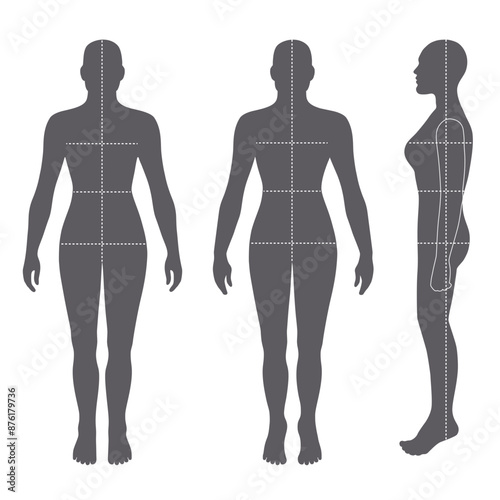 Naked standing fashion woman figure bald silhouette