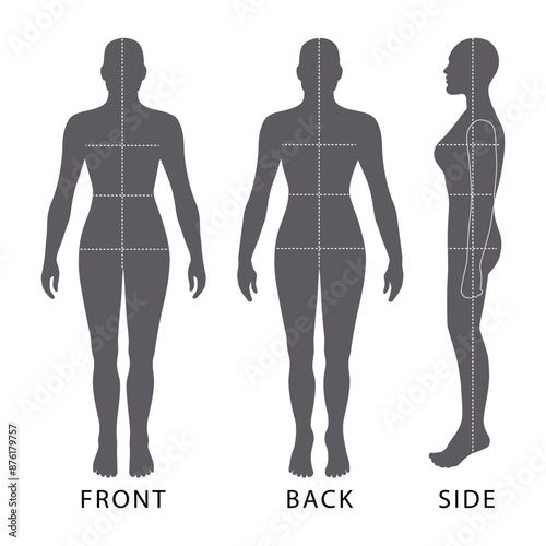 Naked standing fashion woman figure bald silhouette
