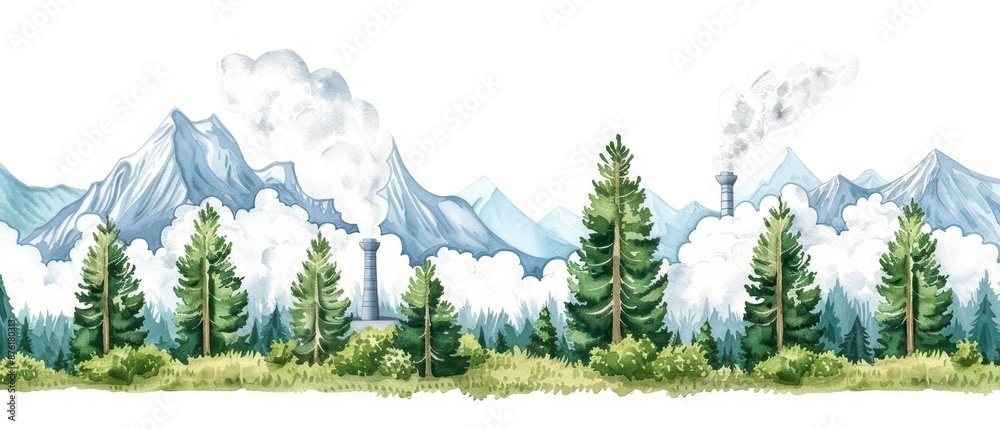 Fototapeta premium A charming watercolor illustration of geothermal energy