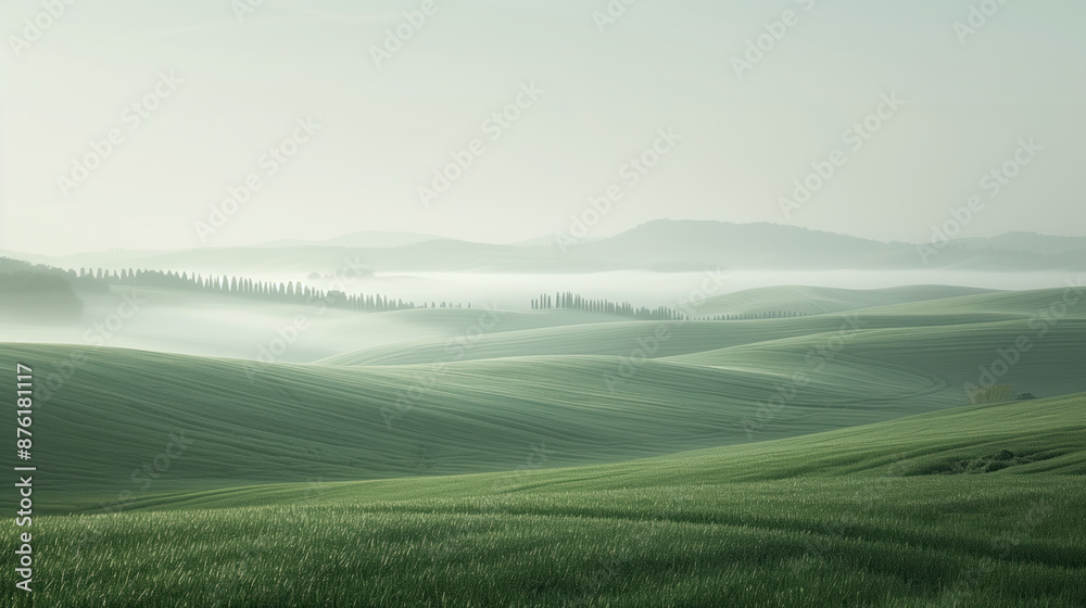 Calm peaceful Tuscany landscape. Background image. Created with Generative AI technology. Calm peaceful Tuscany landscape. Background image. Created with Generative AI technology.