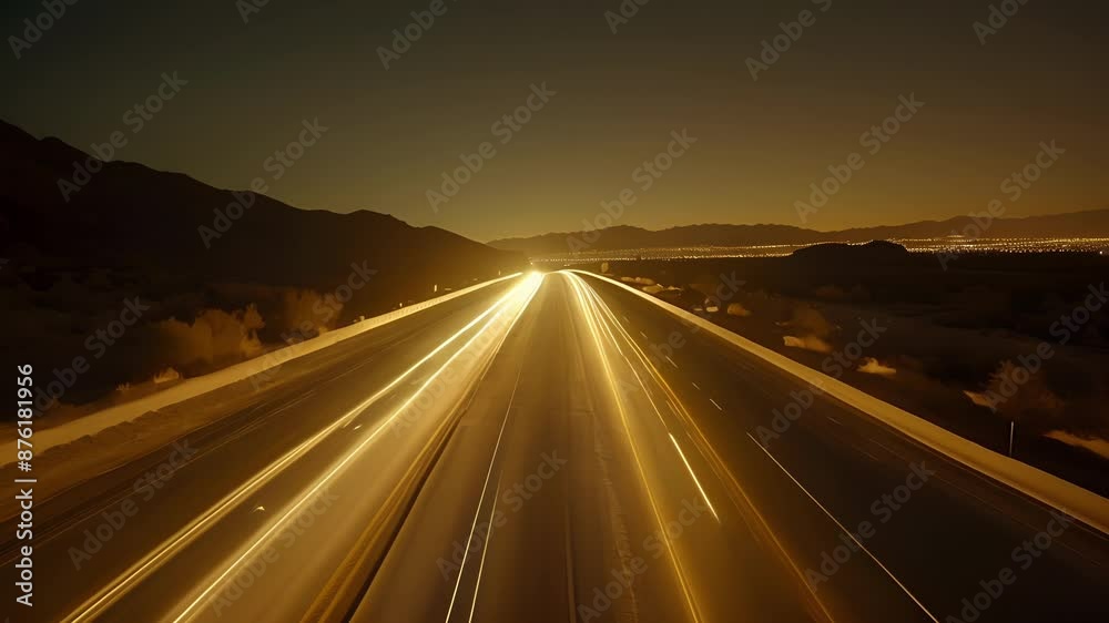 An abandoned highway devoid of traffic but for the occasional car leaving streaks of light behind in its wake. An abandoned highway devoid of traffic but for the occasional car leaving streaks of light behind in its wake.
