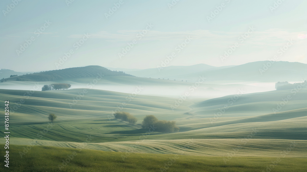 Calm peaceful Tuscany landscape. Background image. Created with Generative AI technology.