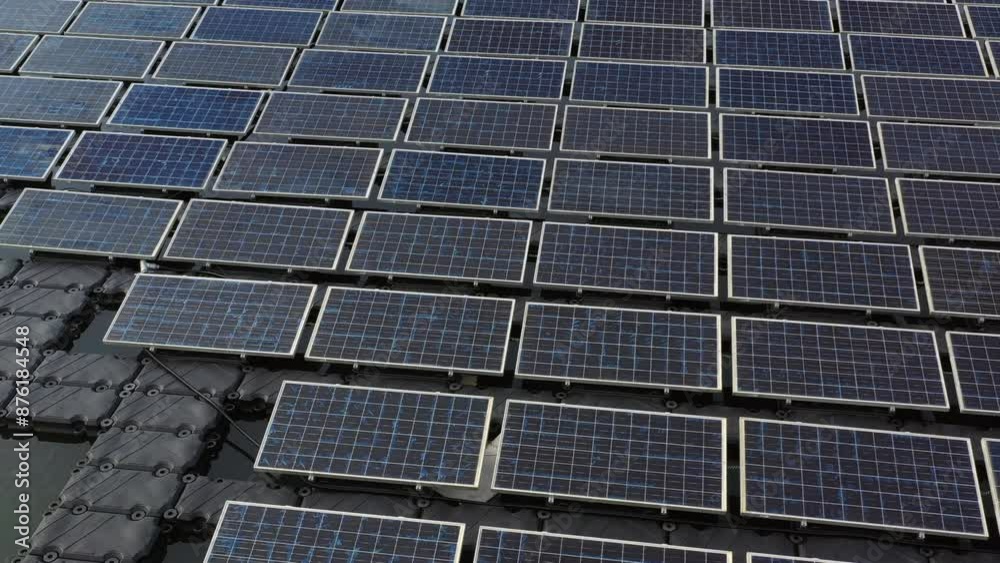 Aerial view solar cell panels farm power plant on water, Solar cell panels farm power plant eco technology alternative sustainable resources and renewable energy, Solar panel environment friendly. Aerial view solar cell panels farm power plant on water, Solar cell panels farm power plant eco technology alternative sustainable resources and renewable energy, Solar panel environment friendly.