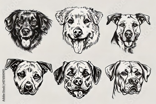 Detailed Hand-Drawn Dog Portraits photo