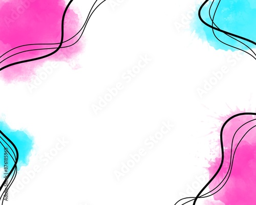 pink and bluebanner, background with pink and blue watercolor, background with pink and white lines, frame illistration photo