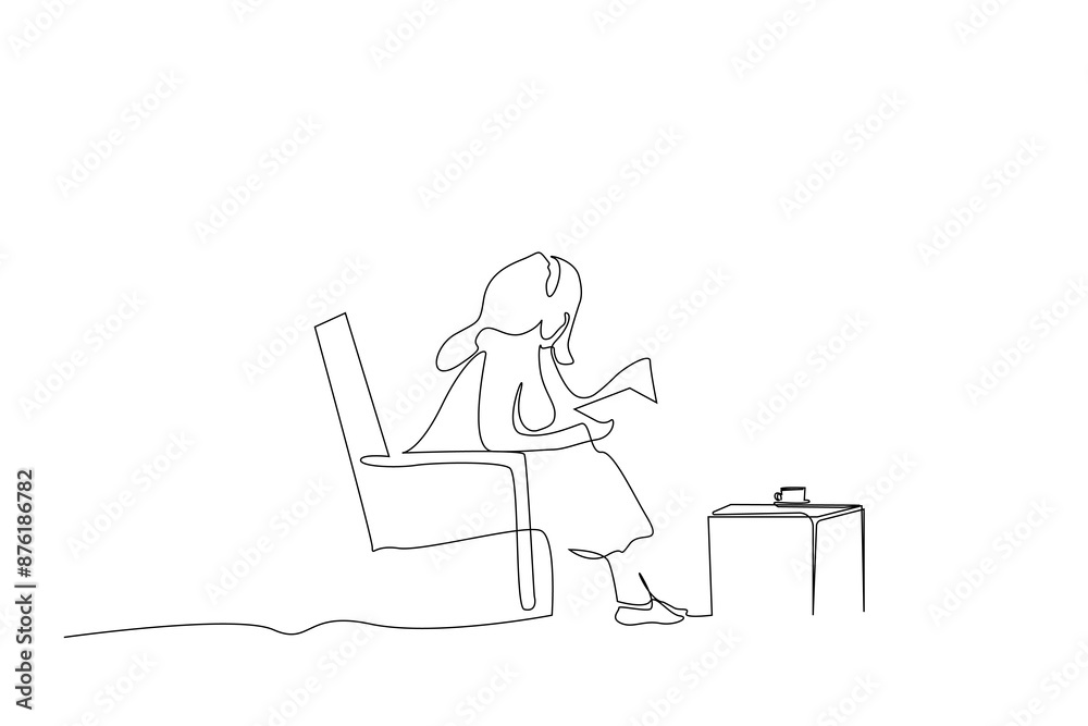 woman vacation reading book relax sitting free lying life one line art design vector woman vacation reading book relax sitting free lying life one line art design vector
