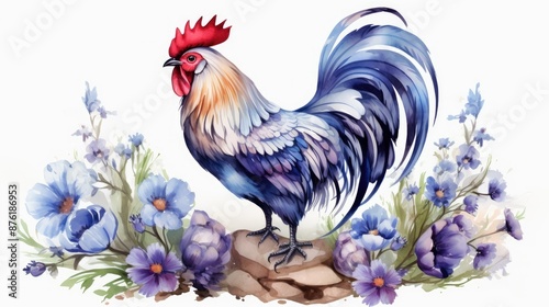 rooster in the grass