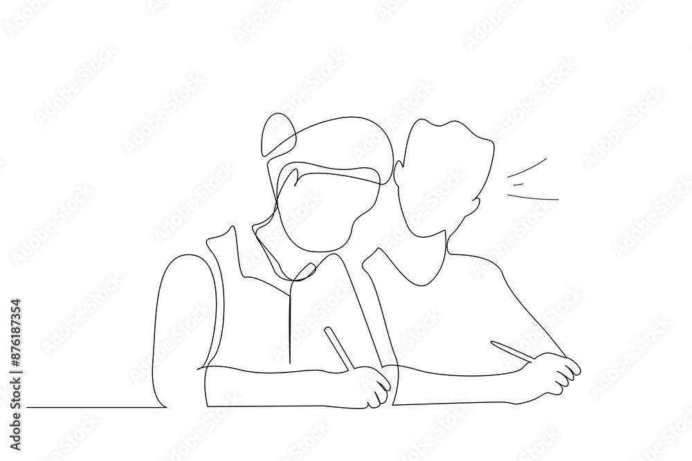 school exam test copy stress students education one line art design vector school exam test copy stress students education one line art design vector
