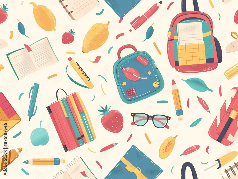 Back to school seamless pattern background. Children's drawings regardless of the size and scale of an item. Back to school seamless pattern background. Children's drawings regardless of the size and scale of an item.