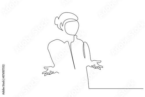 woman asking why question offering two options angry one line art design vector