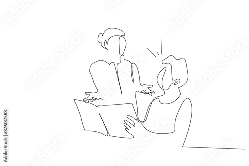 teacher mother student homework problem fight education unhappy one line art design vector
