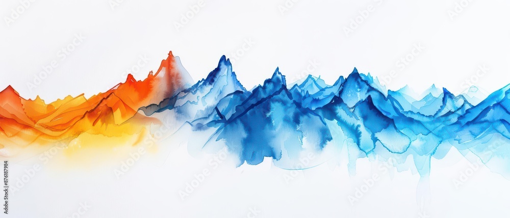Obraz premium A vibrant watercolor painting of climate change, illustrating melting glaciers and rising sea levels impacting coastal communities, isolate on white background with copy space