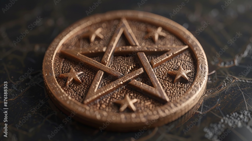 pentagram pentacle made of wood and fire, five-legged symbol of ...