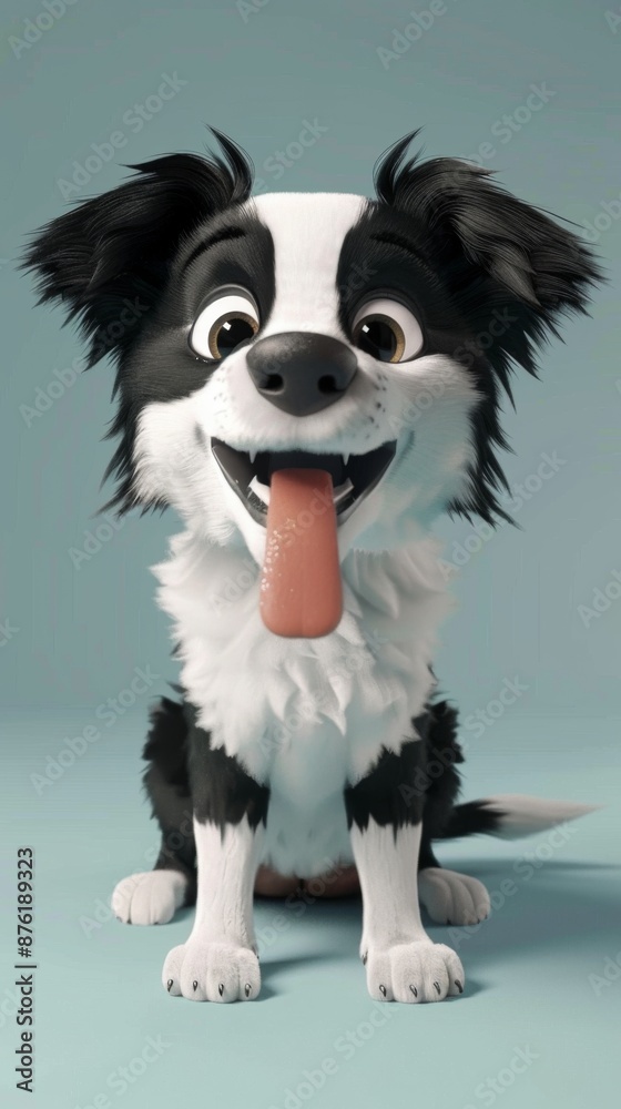 Obraz premium Adorable 3D Animated Dog with AI Generation: A Playful Canine Companion Illustrating the Convergence of Cuteness and Technology.