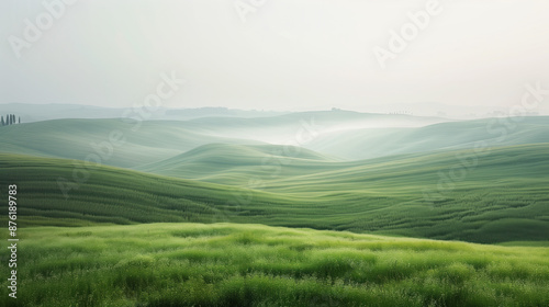 Calm peaceful Tuscany landscape. Background image. Created with Generative AI technology.