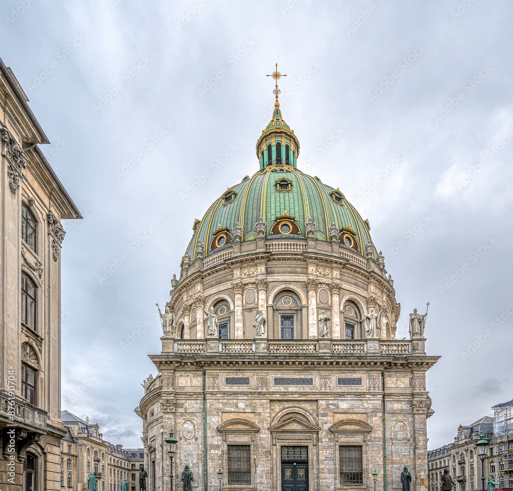 Marble church in Copenhagen and its big cupola against the sky