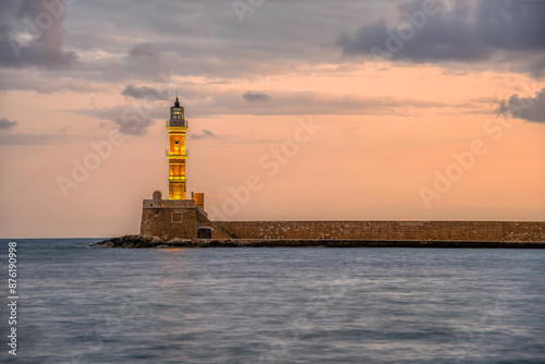 Wallpaper Mural The Lighthouse in the venetian harbor in Chania at surise Torontodigital.ca