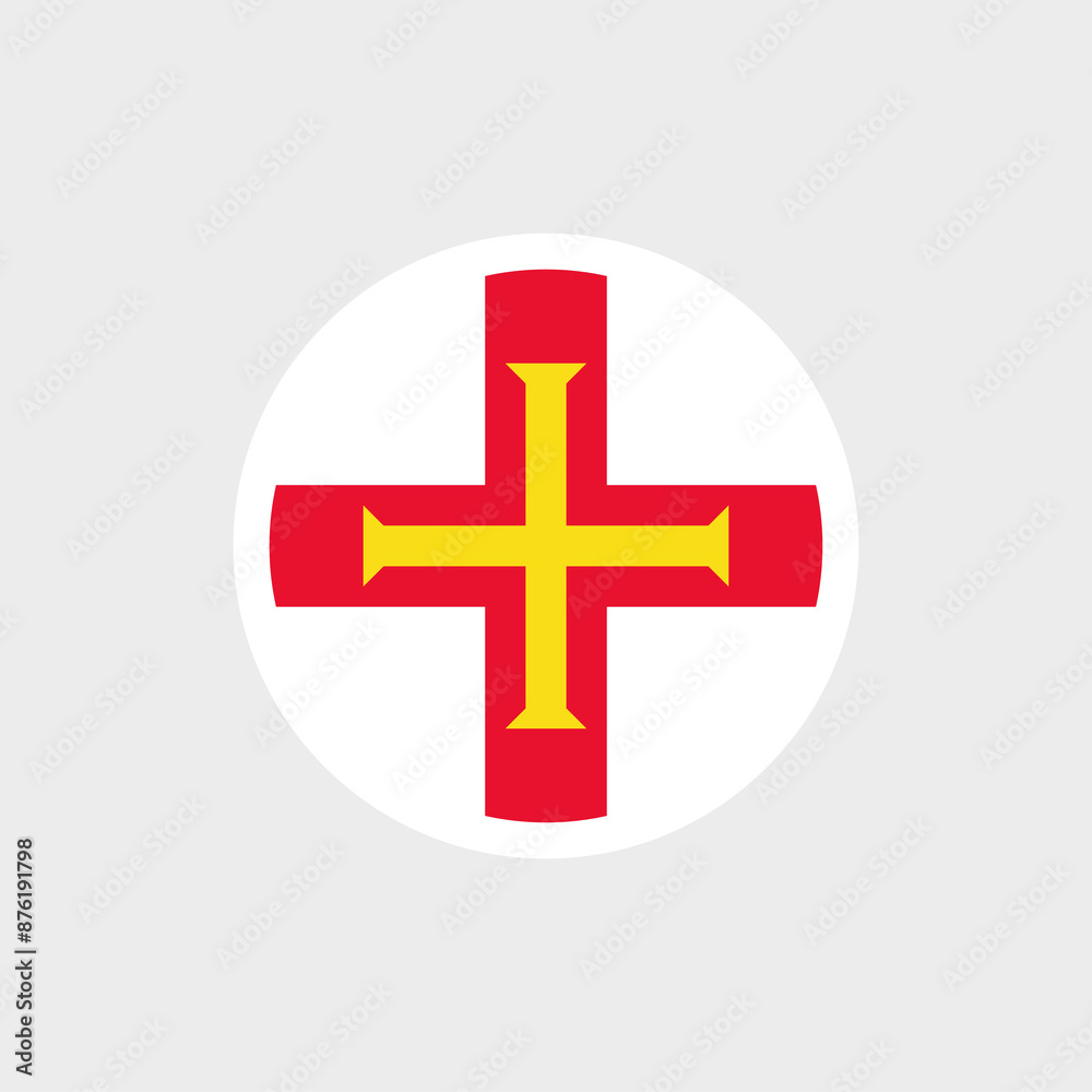 Obraz premium Flag of Guernsey. Red flag with a cross. Guernsey is the state symbol of the British Crown Dependency.