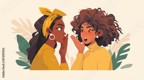 African-american woman shielding her mouth and whispering