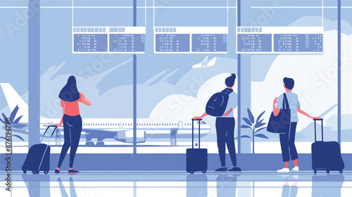 Airport terminal. People inside airfield airport. Man