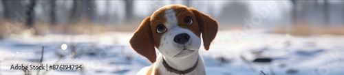 Adorable 3D Animated Puppy: A Lively Digital Companion Crafted by Generative AI for Pet Enthusiasts photo