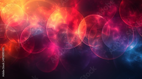A geometric abstract background with intersecting circles and lines, transitioning from pink to purple to blue. © LuvTK