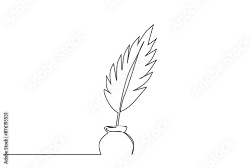 ink quill pen vintage retro object one line art design vector
