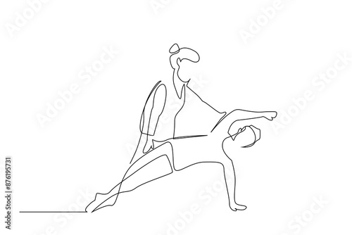 human person woman sport pilates health life one line art design vector