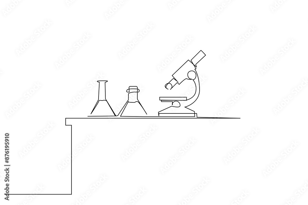 laboratory science tubes microscope biology chemistry developmental lesson one line art design vector laboratory science tubes microscope biology chemistry developmental lesson one line art design vector