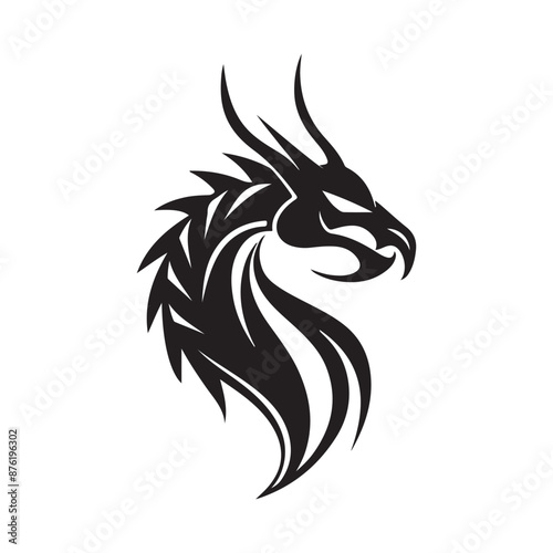Wallpaper Mural Dragon logo design template vector illustration. Black and white dragon Torontodigital.ca