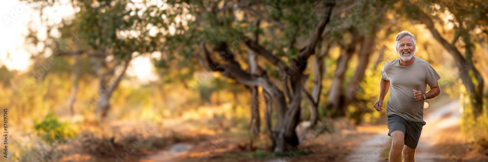 Obraz premium Senior man going for a run