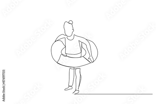 human person life belt preserver security one line art design vector